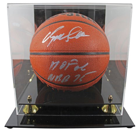 Hawks Dominique Wilkins "2x Insc" Auth Signed Wilson Basketball w/ Case BAS Wit