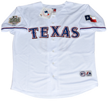 MICHAEL YOUNG SIGNED TEXAS RANGERS 2011 WORLD SERIES MAJESTIC JERSEY BECKETT