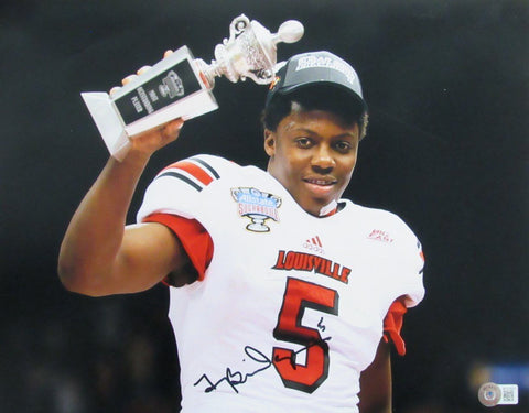 Teddy Bridgewater Autographed 11x14 Football Photo Louisville Beckett