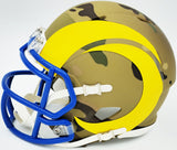 ISAAC BRUCE AUTOGRAPHED RAMS CAMO SPEED MINI HELMET HOF 20 BECKETT 230120