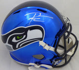 RUSSELL WILSON AUTOGRAPHED SEAHAWKS BLUE CHROME FULL SIZE HELMET RW 145841