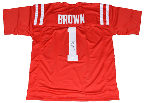 AJ BROWN AUTOGRAPHED SIGNED MISSISSIPPI OLE MISS REBELS #1 RED JERSEY JSA