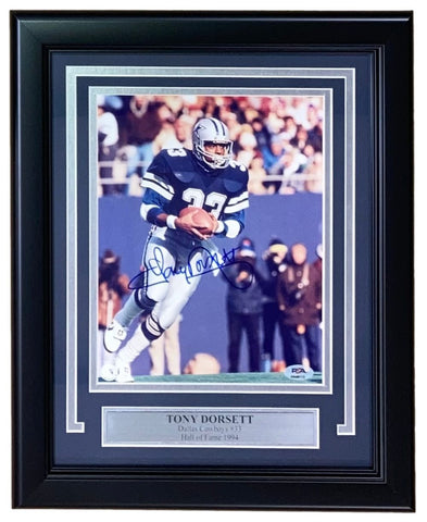 Tony Dorsett Signed Framed 8x10 Dallas Cowboys Photo PSA Hologram