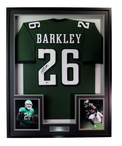 Saquon Barkley Signed Football Jersey Philadelphia Eagles Framed Beckett 193302