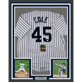 FRAMED Autographed/Signed GERRIT COLE 33x42 New York Pinstripe Jersey JSA COA