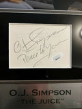 O.J. Simpson Signed Autographed Cut "Peace to You" Inscribed Framed to 16x19 JSA