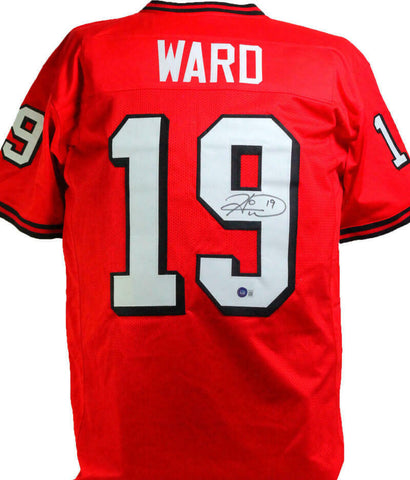 Hines Ward Autographed Red College Style Jersey- Beckett W Hologram *Black