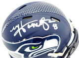 MATT HASSELBECK AUTOGRAPHED SEAHAWKS BLUE SPEED MINI HELMET BECKETT 230081