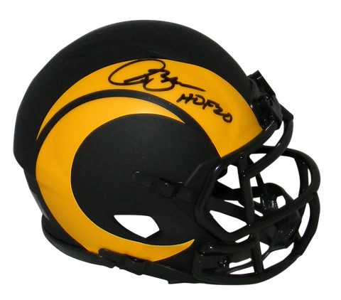 ISAAC BRUCE AUTOGRAPHED ST LOUIS RAMS ECLIPSE SPEED MINI HELMET W/ HOF 20