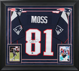 Patriots Randy Moss Signed Navy Blue Mitchell & Ness Framed Jersey BAS Witnessed