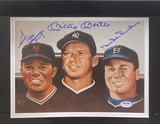 Mickey Mantle, Willie Mays & Duke Snyder Auto Baseball / Photo Display PSA/DNA