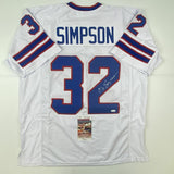 Autographed/Signed OJ O.J. SIMPSON Buffalo White Football Jersey JSA COA Auto