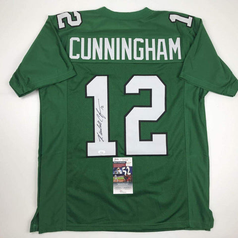 Autographed/Signed Randall Cunningham Philadelphia Green Jersey JSA COA