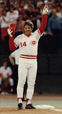 Pete Rose Signed Cincinnati Reds Career Highlight Stat White Jersey (JSA COA)