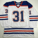 Autographed/Signed GRANT FUHR Edmonton White Hockey Jersey JSA COA Auto