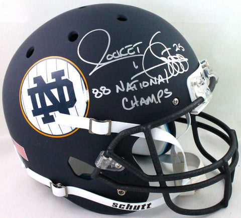 Rocket Ismail Autographed Notre Dame Blue Alternate FS Helmet blue mask- Beckett