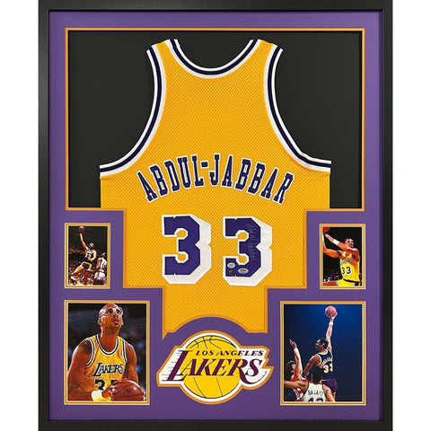 Kareem Abdul-Jabbar Autographed Signed Framed Lakers Jersey PSA/DNA