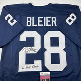 Autographed/Signed Rocky Bleier 66 Nat'l Champs Penn State Blue Jersey JSA COA