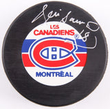 Denis Savard Signed 1993 Canadiens Stanley Cup Champions Logo Hockey Puck