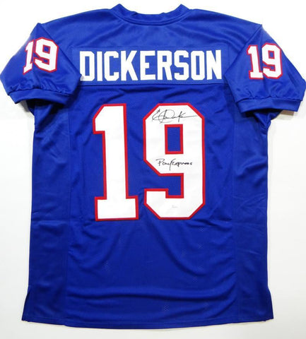 Eric Dickerson Signed Blue College Style Jersey w/ Pony Express- JSA W Auth *9