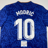 Autographed/Signed Luka Modric Real Madrid Blue Soccer Jersey Beckett BAS COA