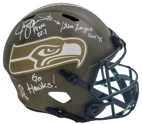 STEVE LARGENT & ZORN AUTOGRAPHED SEAHAWKS SALUTE SERVICE FULL SIZE HELMET