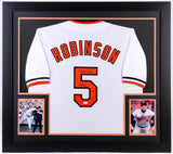 Brooks Robinson Signed Baltimore Orioles 31x35 Framed Jersey "HOF 83" (JSA COA)