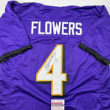 Autographed/Signed Zay Flowers Baltimore Purple Football Jersey JSA COA