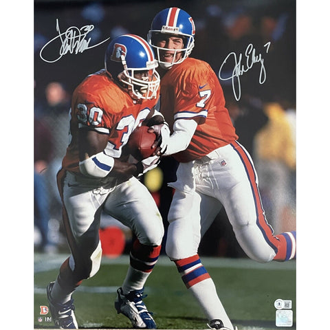 John Elway Terrell Davis Autographed Denver Broncos 16x20 Photo Beckett 47908