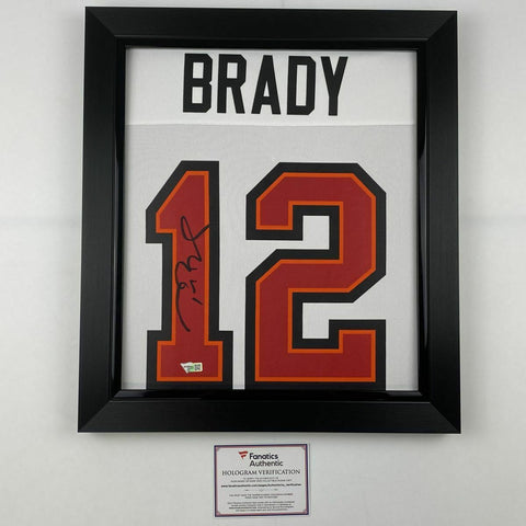 FRAMED Autographed/Signed TOM BRADY Tampa Bay Buccaneers Jersey Fanatics COA