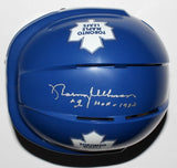 Norm Ullman Signed Maple Leafs Mini-Helmet Inscribed "HOF 1982" (JSA COA)