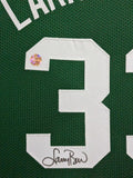 SUEDE FRAMED BOSTON CELTICS LARRY BIRD AUTOGRAPHED SIGNED JERSEY LARRY BIRD HOLO