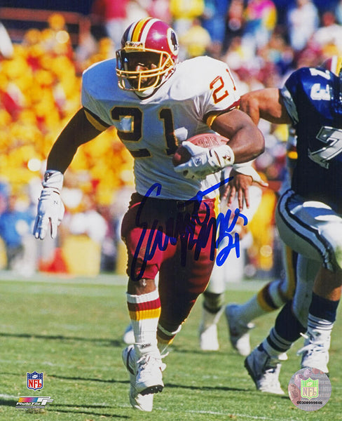 Earnest Byner Signed Redskins Running With Ball Action 8x10 Photo (SCHWARTZ COA)