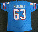 HOUSTON OILERS MIKE MUNCHAK AUTOGRAPHED BLUE JERSEY "HOF 2001" PSA/DNA 99428