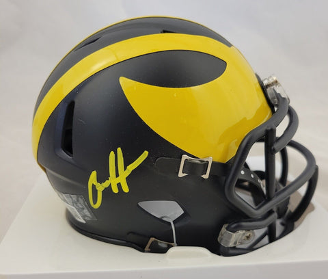 AIDAN HUTCHINSON SIGNED MICHIGAN WOLVERINES SPEED MINI HELMET BECKETT QR