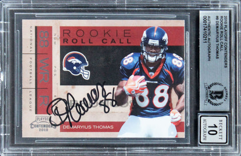 Broncos Demaryius Thomas Signed 2010 Playoff RRC #9 Card Auto 10! BAS Slabbed