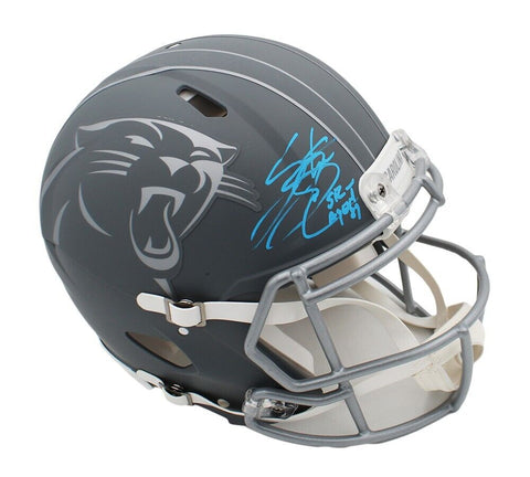 Steve Smith Sr Signed Panthers Speed Authentic Slate Helmet "Agent 89" Insc