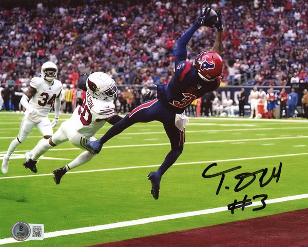 TANK DELL AUTOGRAPHED HOUSTON TEXANS TD CATCH 8x10 PHOTO BECKETT