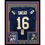 FRAMED Autographed/Signed NORM SNEAD 33x42 New York Blue Football Jersey JSA COA