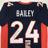 Autographed/Signed Champ Bailey Denver Blue Football Jersey JSA COA