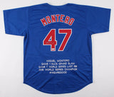 Miguel Montero Signed Chicago Cubs 2016 Playoff Highlights Stat Jersey (JSA COA)