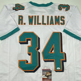 Autographed/Signed RICKY WILLIAMS Miami White Football Jersey JSA COA Auto