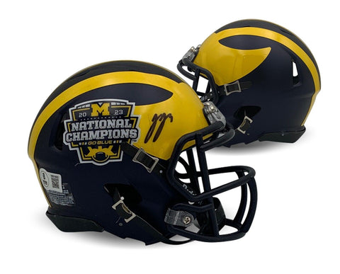 JJ McCarthy Autographed Michigan 2023 National Champions Mini Helmet Beckett COA