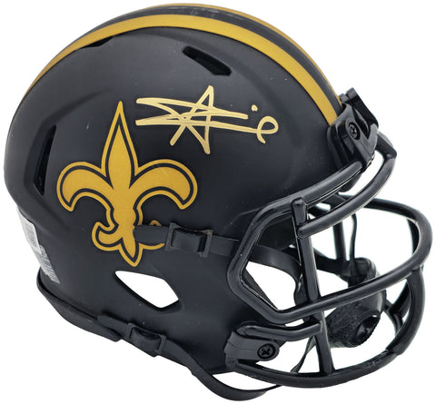 ALVIN KAMARA AUTOGRAPHED SAINTS ECLIPSE BLACK MINI HELMET BECKETT WITNESS 224757