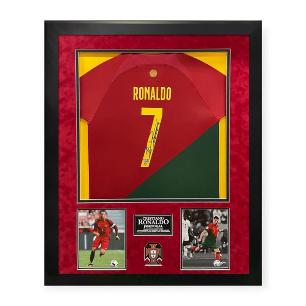 Cristiano Ronaldo Signed Autographed Portugal Jersey Framed to 32x40 Fanatics