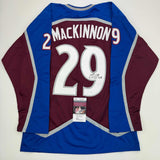 Autographed/Signed Nathan MacKinnon Colorado Maroon Hockey Jersey JSA COA