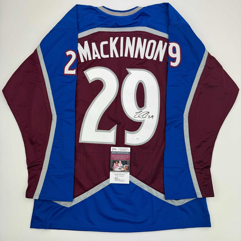 Autographed/Signed Nathan MacKinnon Colorado Maroon Hockey Jersey JSA COA