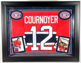 Yvan Cournoyer Signed Canadiens 28x36 Framed Jersey Display Inscribed HOF 1982