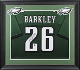 Saquon Barkley Authentic Signed Green Pro Style Framed Jersey BAS Witnessed