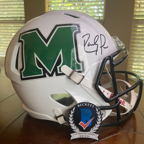 Randy Moss Signed Marshall Thundering Herd FS Replica Helmet Vikings Beckett